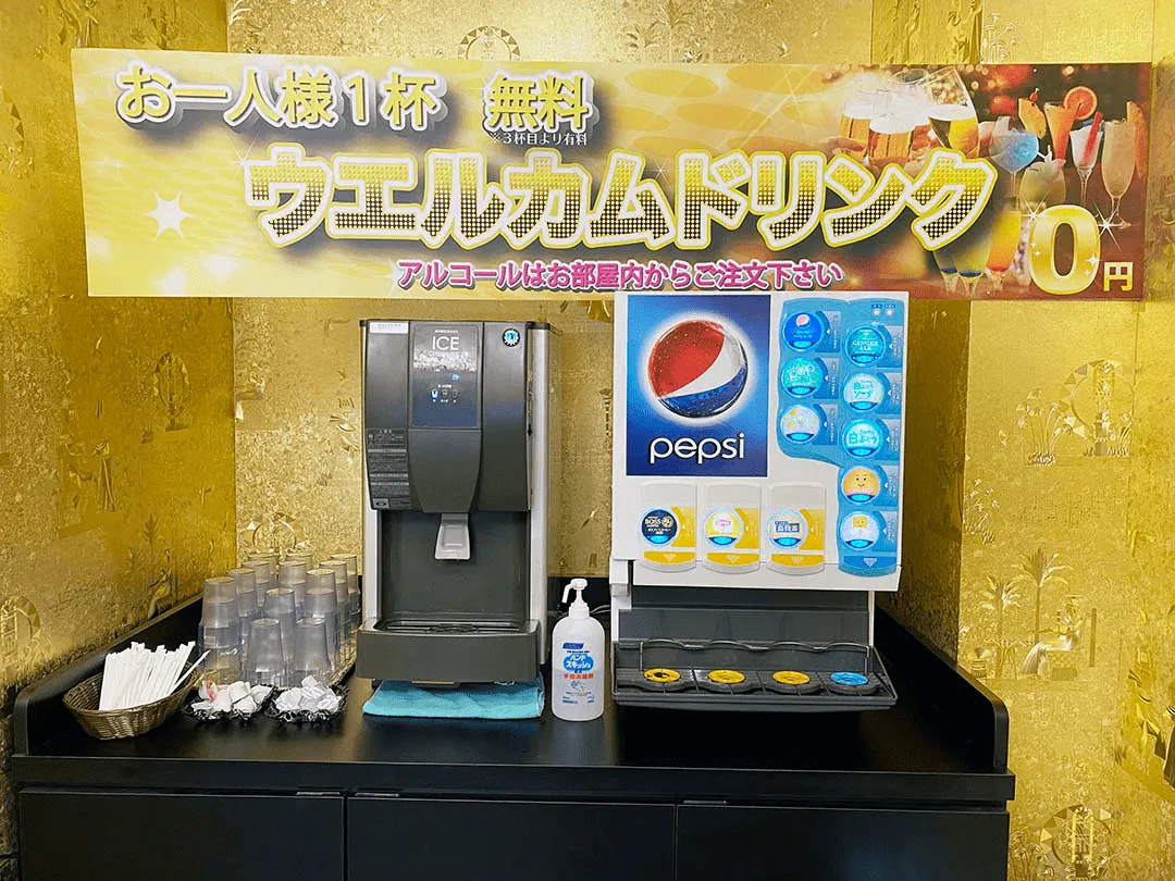 店内ウェルカムドリンクコーナー